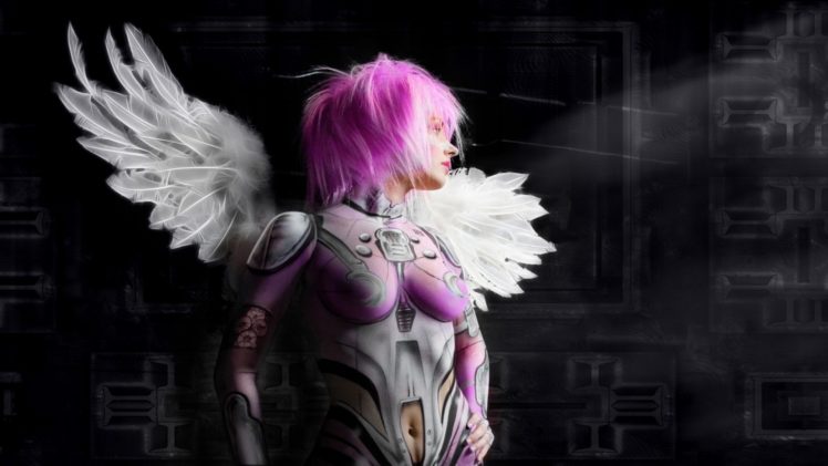 pink, Angel,  , Fantasy, Girl, Art HD Wallpaper Desktop Background