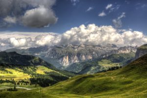 italy, Mountains, Sky, Scenery, Grass, Clouds, Nature