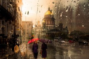 isaac, Rain, Petersburg, Yellow, Beautiful, City, Red, Umbrella