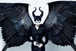 eye chameleon, Angelina, Jolie, Maleficent, Witch, Horns, Black, Actress, Wing