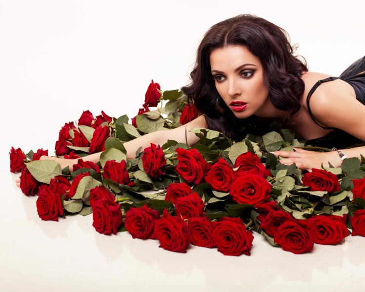 red,  , Roses,  , Women HD Wallpaper Desktop Background