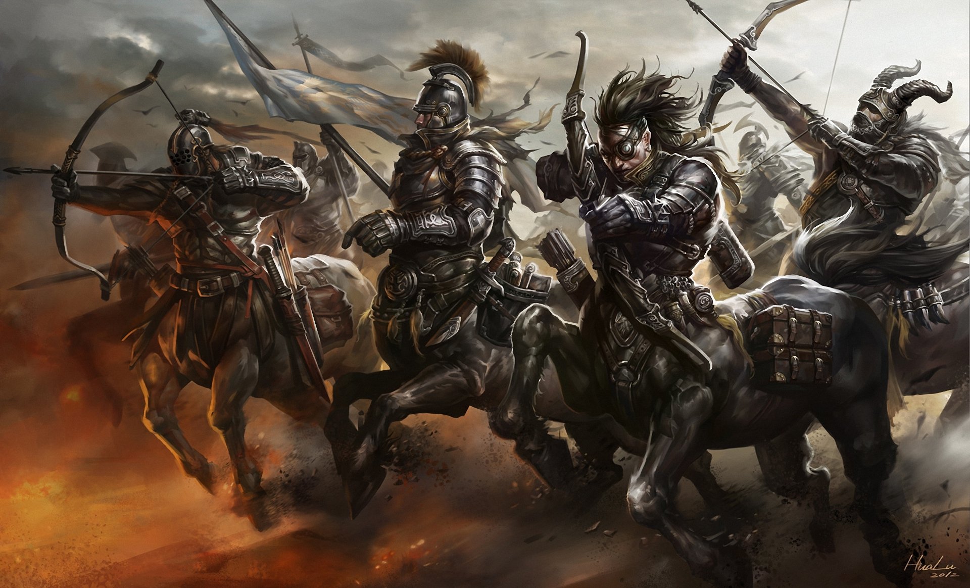running, Onions, Army, Weapon, Archer, Movement, Centaurs, Banner, Art Wallpaper