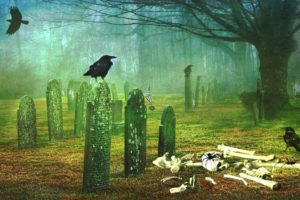 halloween, Dark, Gothic, Fantasy, Cemetery, Grave, Skeleton, Skull