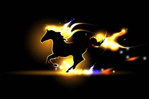 horse, Gait, Flame, Fire, Griva, Silhouette