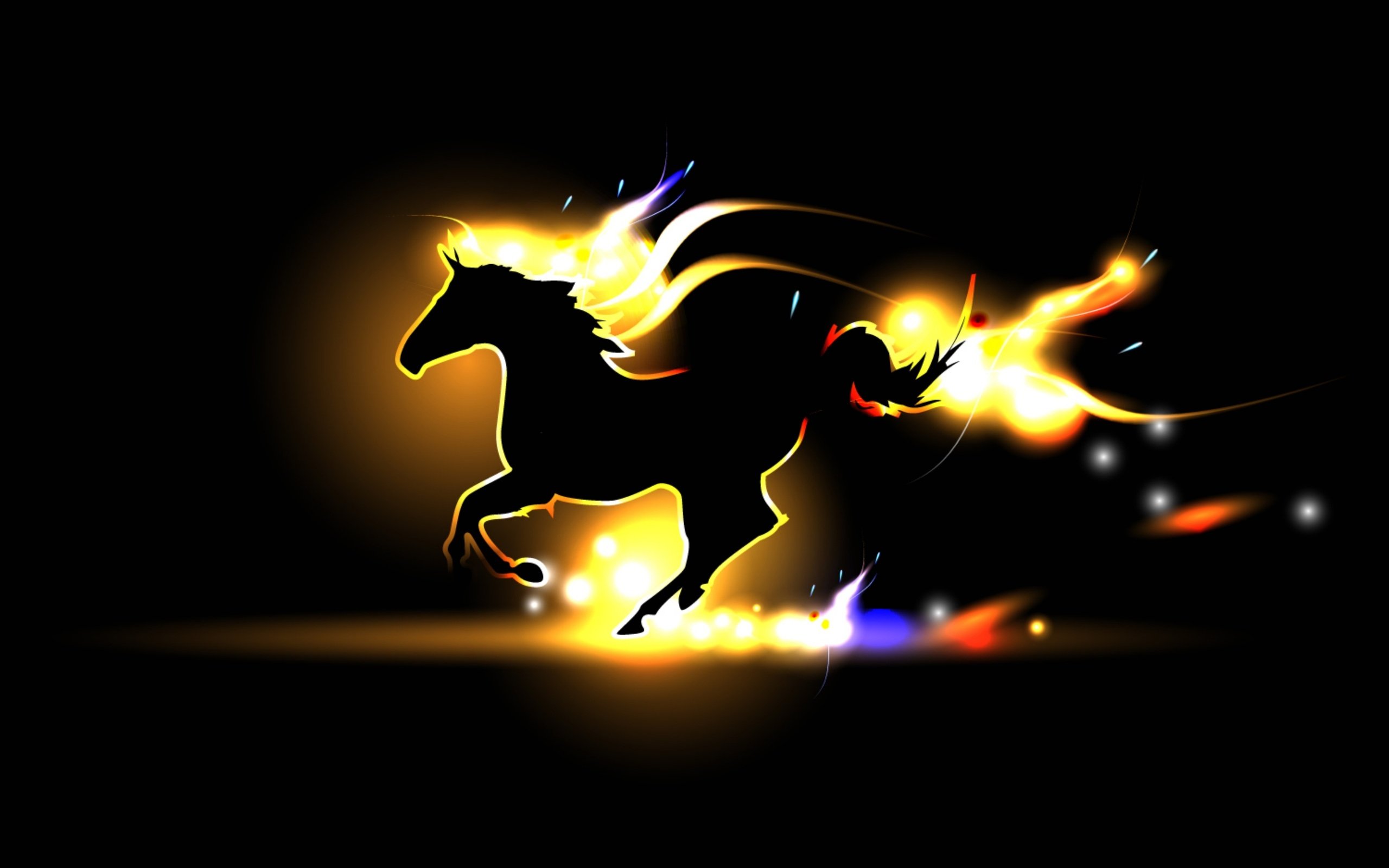 horse, Gait, Flame, Fire, Griva, Silhouette Wallpaper