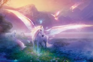horse, Pegasus, Pigeons, Fantasy