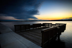 dock, Sunset, Lake, Sky