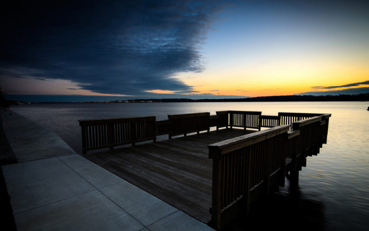 dock, Sunset, Lake, Sky HD Wallpaper Desktop Background