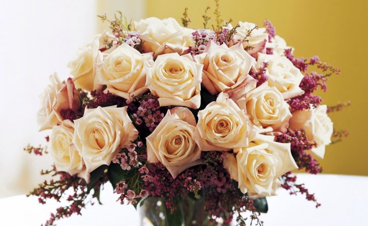 flowers, Bouquets, Roses, Cream, Beige HD Wallpaper Desktop Background