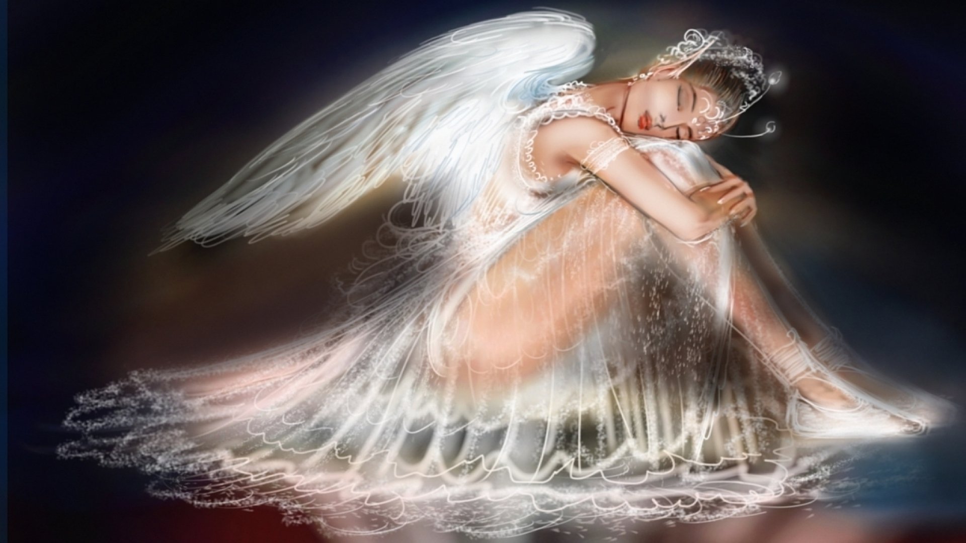 sleeping, Angel,  , Fantasy, Girl Wallpaper