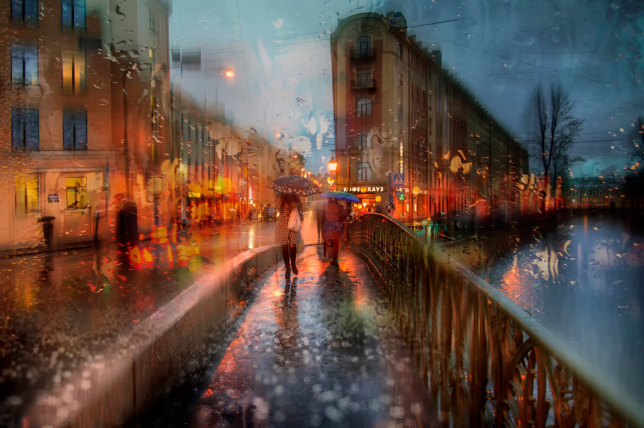 umbrella, Girl, Peter, Rain, Autumn Wallpaper