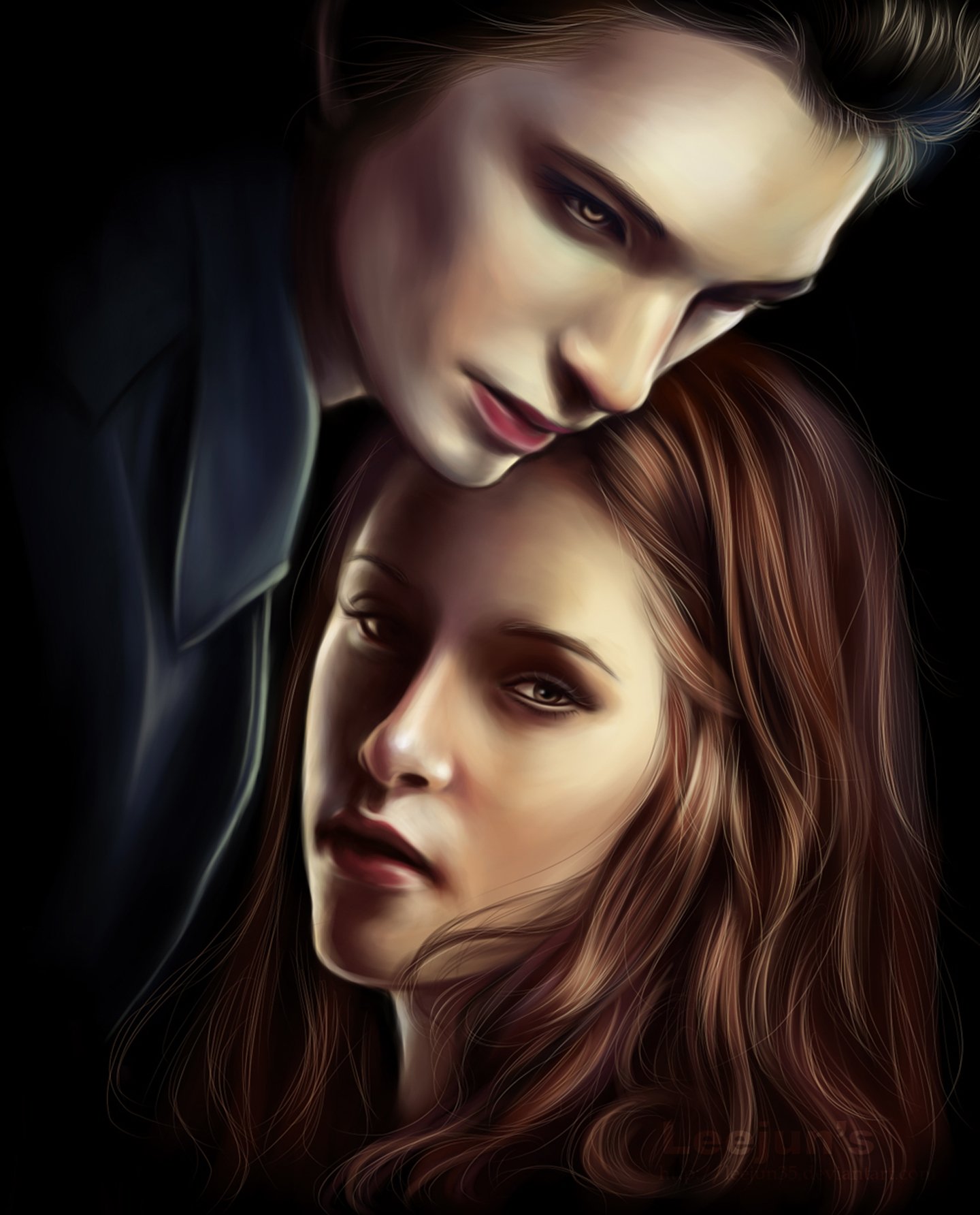 twilight, Edward, Bella, Painting, Work, Art, Love, Forever, Movie, Series, Character Wallpaper