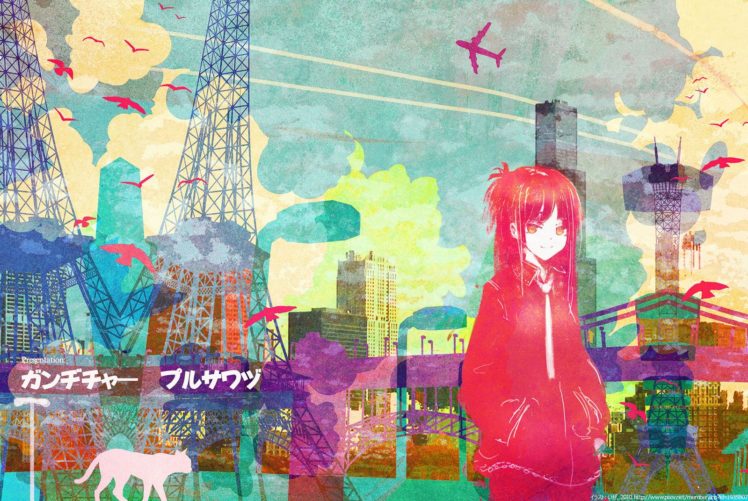 beautiful, Day, Color, Pink, Girl, Anime, City, Cat, Birds, Animal HD Wallpaper Desktop Background