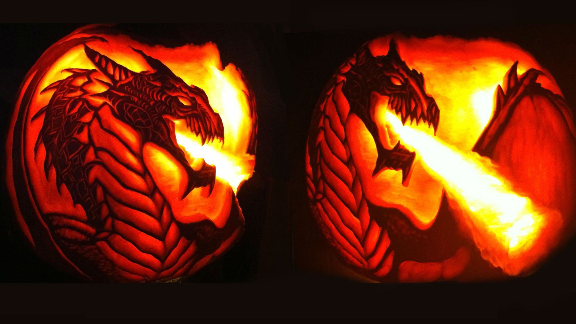 halloween, Fantasy, Fire, Dragon Wallpaper