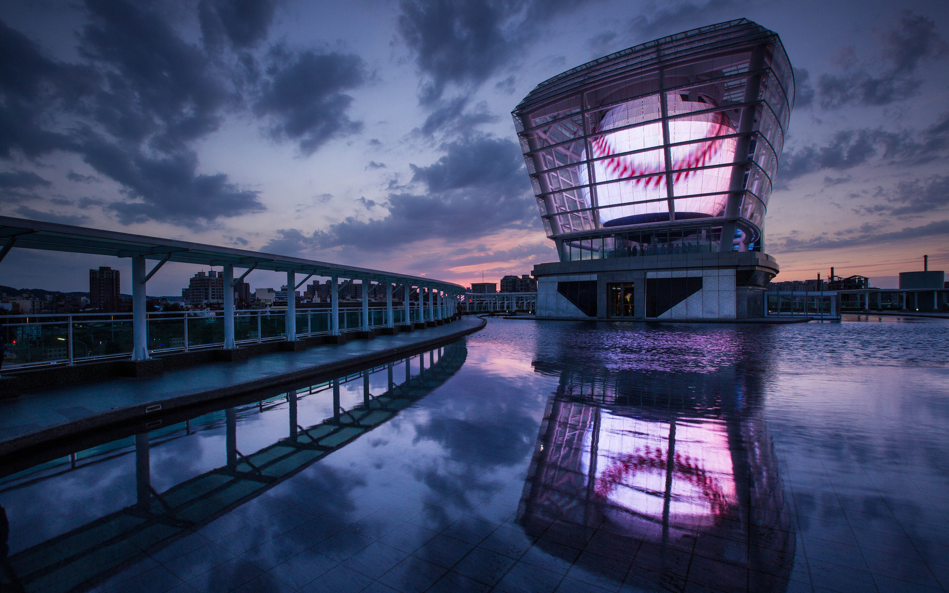 china, Taiwan, The, Night, City, Dusk, Blue, Sky, Sunset, Clouds, Processing Wallpaper