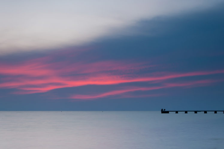 ocean, Sea, Pier, Sunset HD Wallpaper Desktop Background