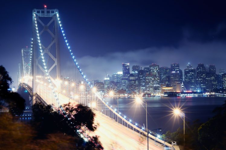 san, Francisco, Night, California, Bay, Bridge, Cities HD Wallpaper Desktop Background