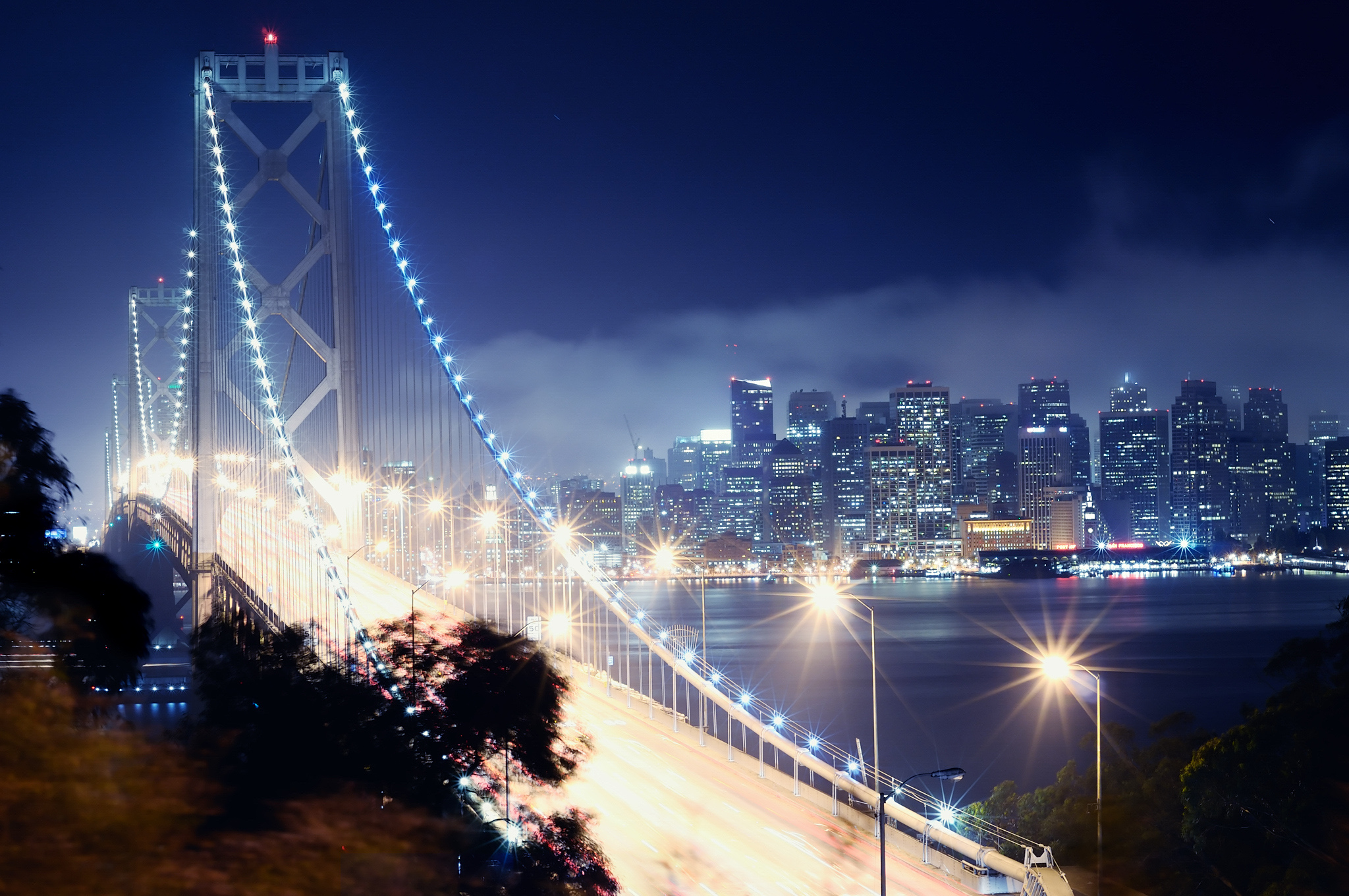 san, Francisco, Night, California, Bay, Bridge, Cities Wallpaper