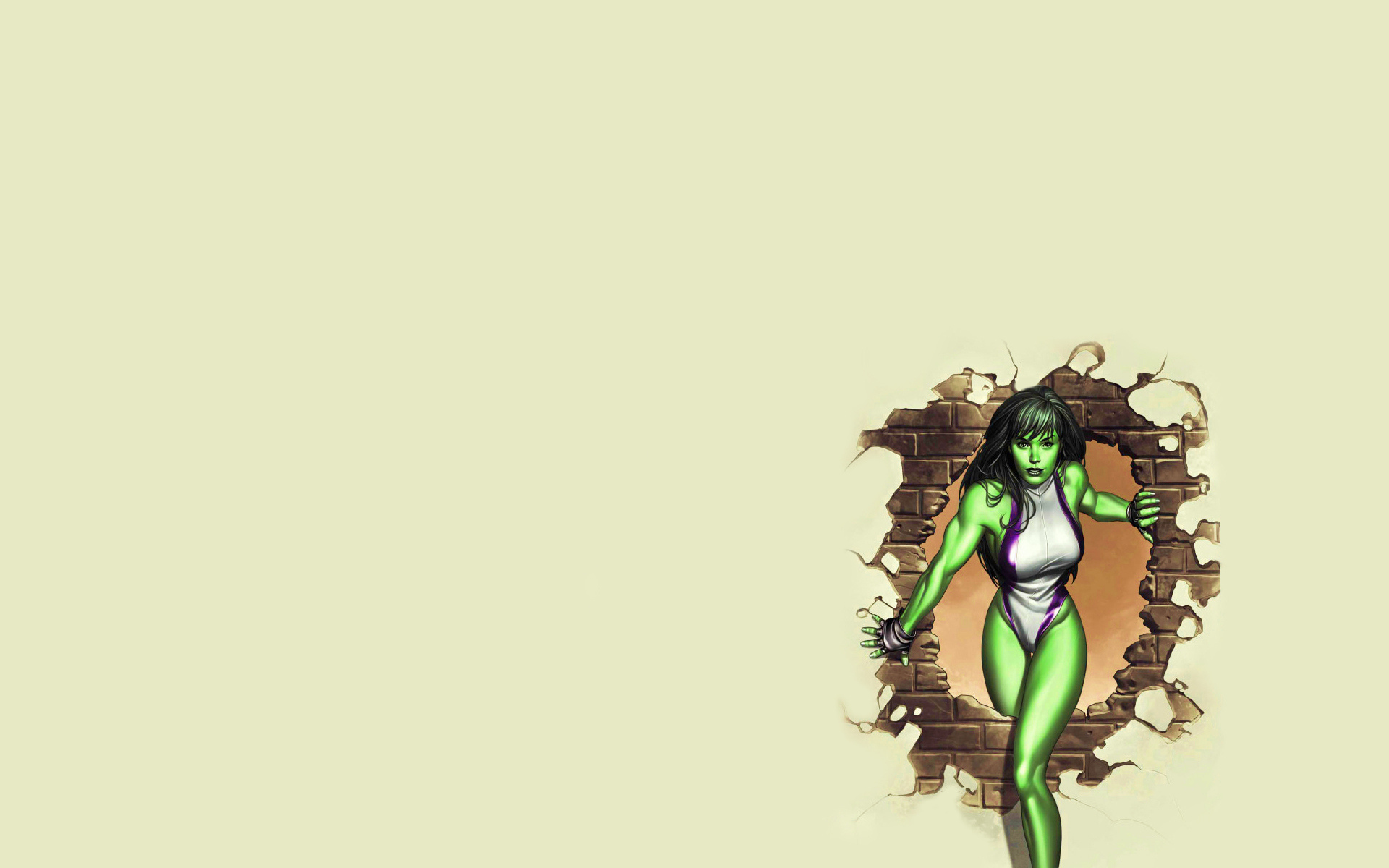 hulk, Green, Wall, Hole, Girl Wallpaper