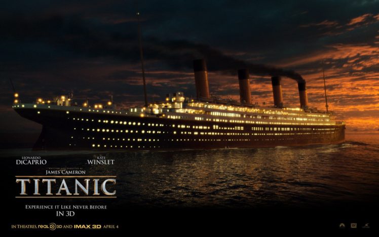 titanic, Ship, Night, Sea, Light HD Wallpaper Desktop Background