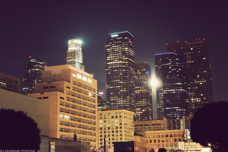 los, Angeles, La, Buildings, Skyscrapers, Night, Lights HD Wallpaper Desktop Background