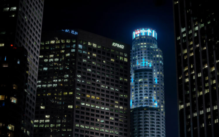 los, Angeles, La, Buildings, Skyscrapers, Night HD Wallpaper Desktop Background