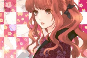beautiful, Anime, Girl, Flower, Long, Hair, Pattern