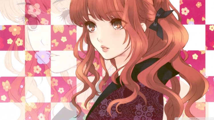 beautiful, Anime, Girl, Flower, Long, Hair, Pattern HD Wallpaper Desktop Background