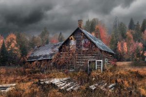 rustic, Farm, House, Autumn