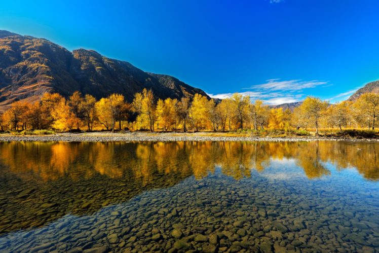 autumn, Altai, Mountains, River, Reflection HD Wallpaper Desktop Background