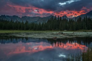 river, Forest, Mountains, Clouds, Sky, Clouds, Reflection