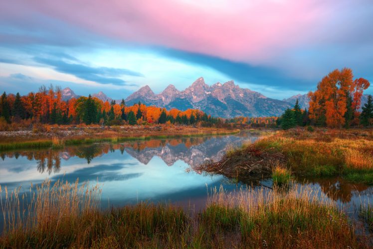 usa, Wyoming, Autumn, River, Lake, Reflection, Mountain HD Wallpaper Desktop Background