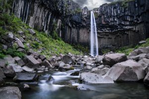 vartifoss, Rocks, Black, Waterfall, Iceland, Stones, River