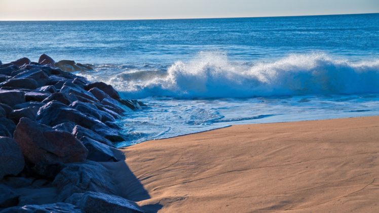 sea, Beach, Blue, Rocks, Nature HD Wallpaper Desktop Background