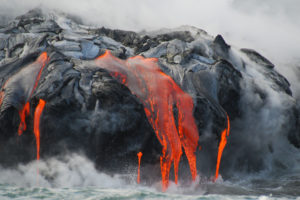 lava, Ocean, Drops, Fire