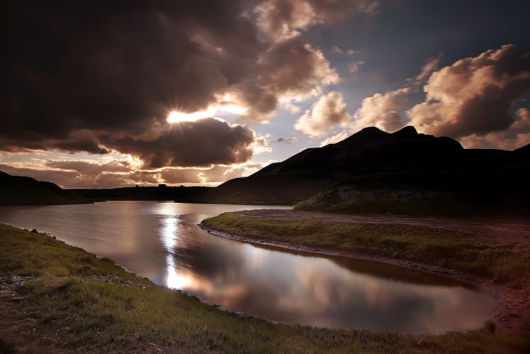 nature, Landscape, Lakes, Sky, Clouds, Sunset, Sunrise, Reflection HD Wallpaper Desktop Background
