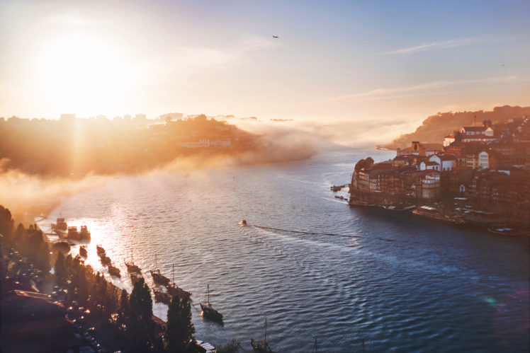 porto, Portugal, Morning, River, Fog, Cities, Boats, Sky, Sunset, Sunrise HD Wallpaper Desktop Background