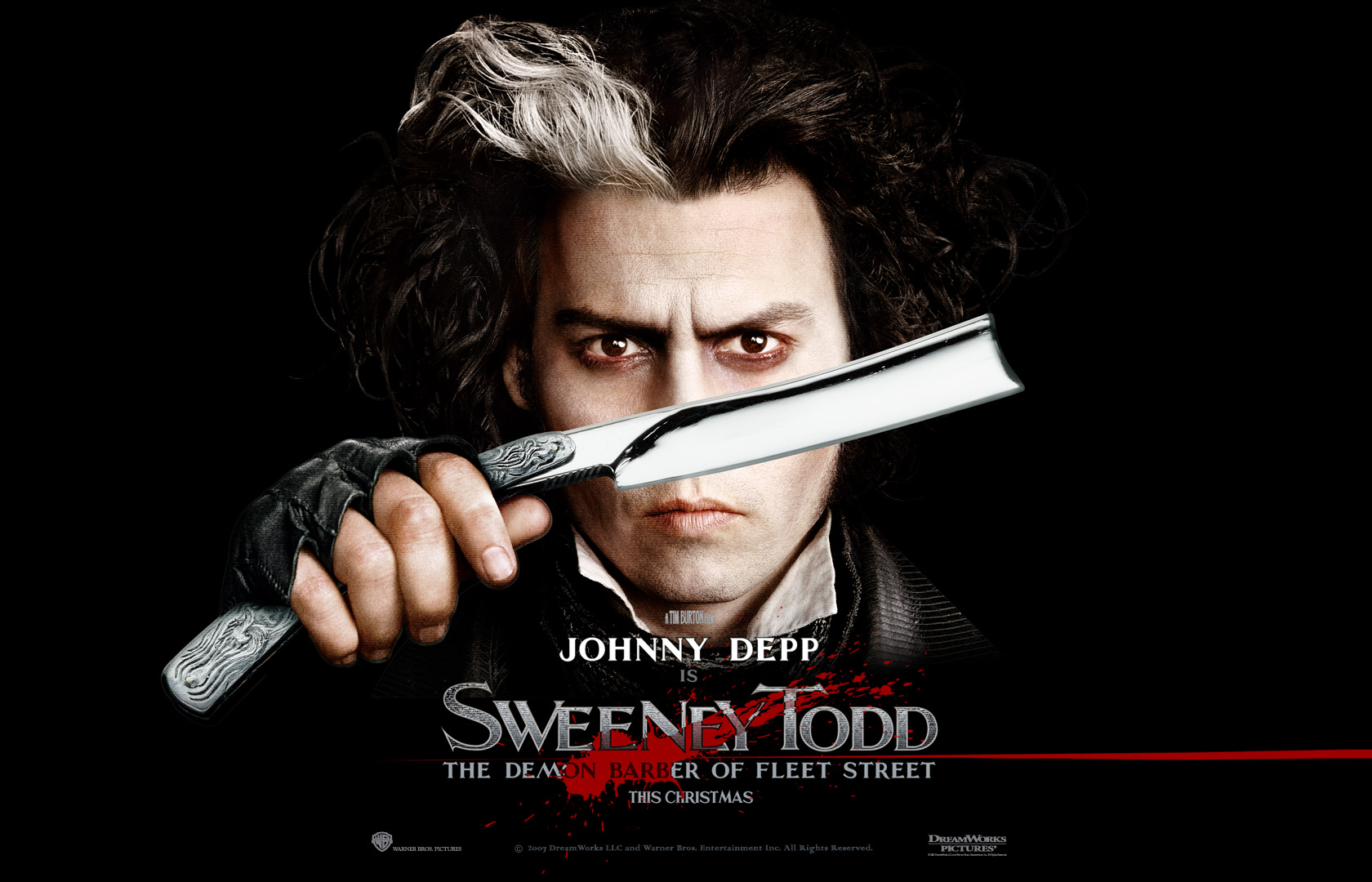 sweeney, Todd, Johnny, Depp, Razor, Black Wallpaper
