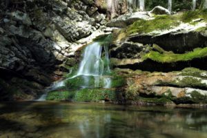 waterfall, Moss, Rock, Stone