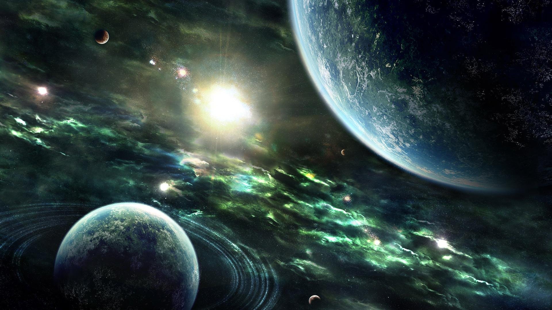 space, Vue, Two, Planets Wallpaper