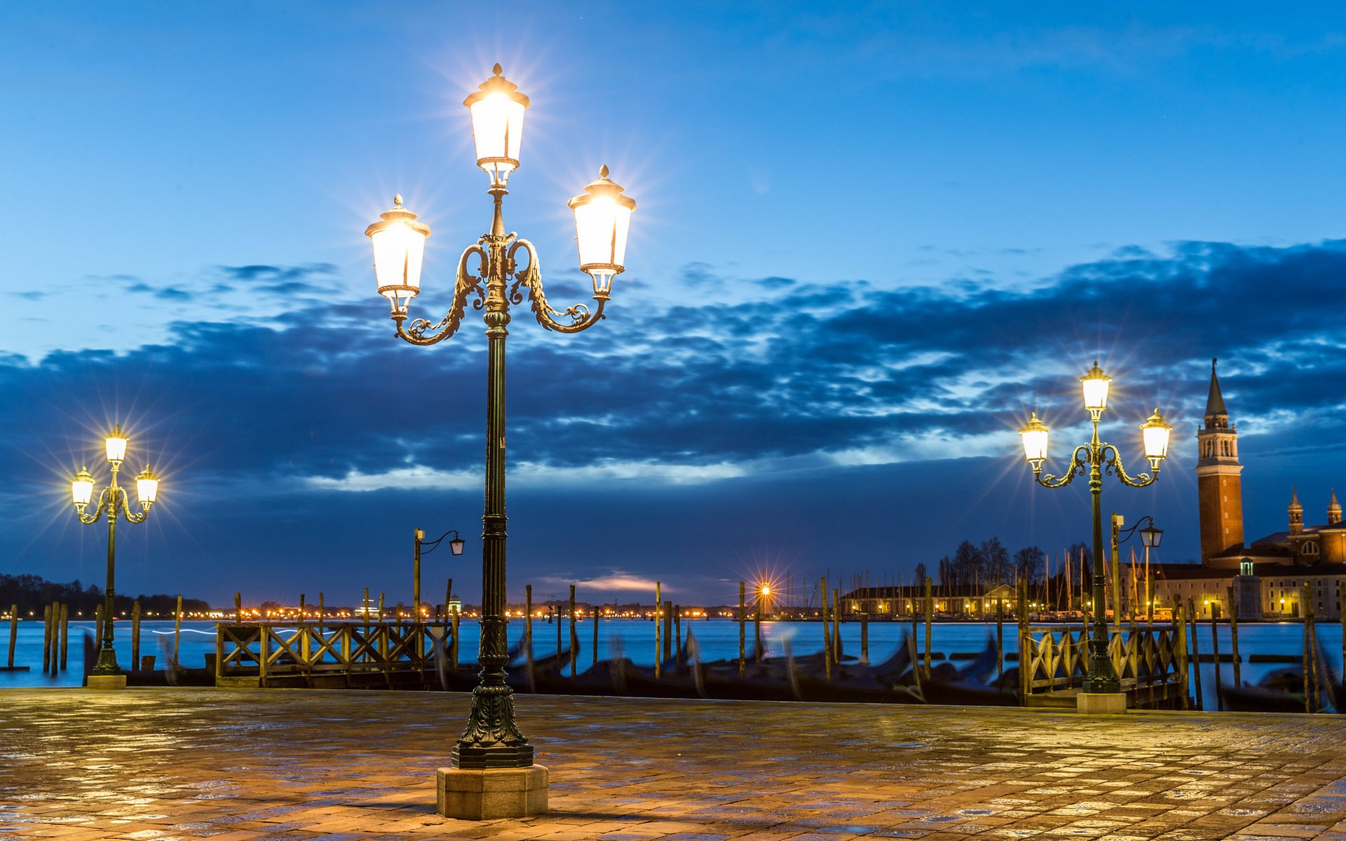 italy, Lights, Square, Clouds, Venice, Venice, Evening Wallpaper