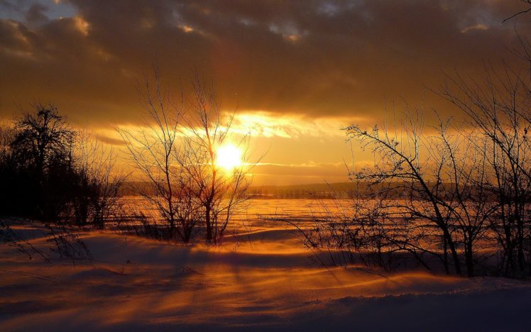 winter, Blizzard, Sunset, Landscape HD Wallpaper Desktop Background
