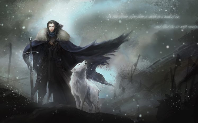the, Game, Of, Thrones, John, Snow, Blizzard, Cloak, Armor, Sword, Lyutovolk HD Wallpaper Desktop Background