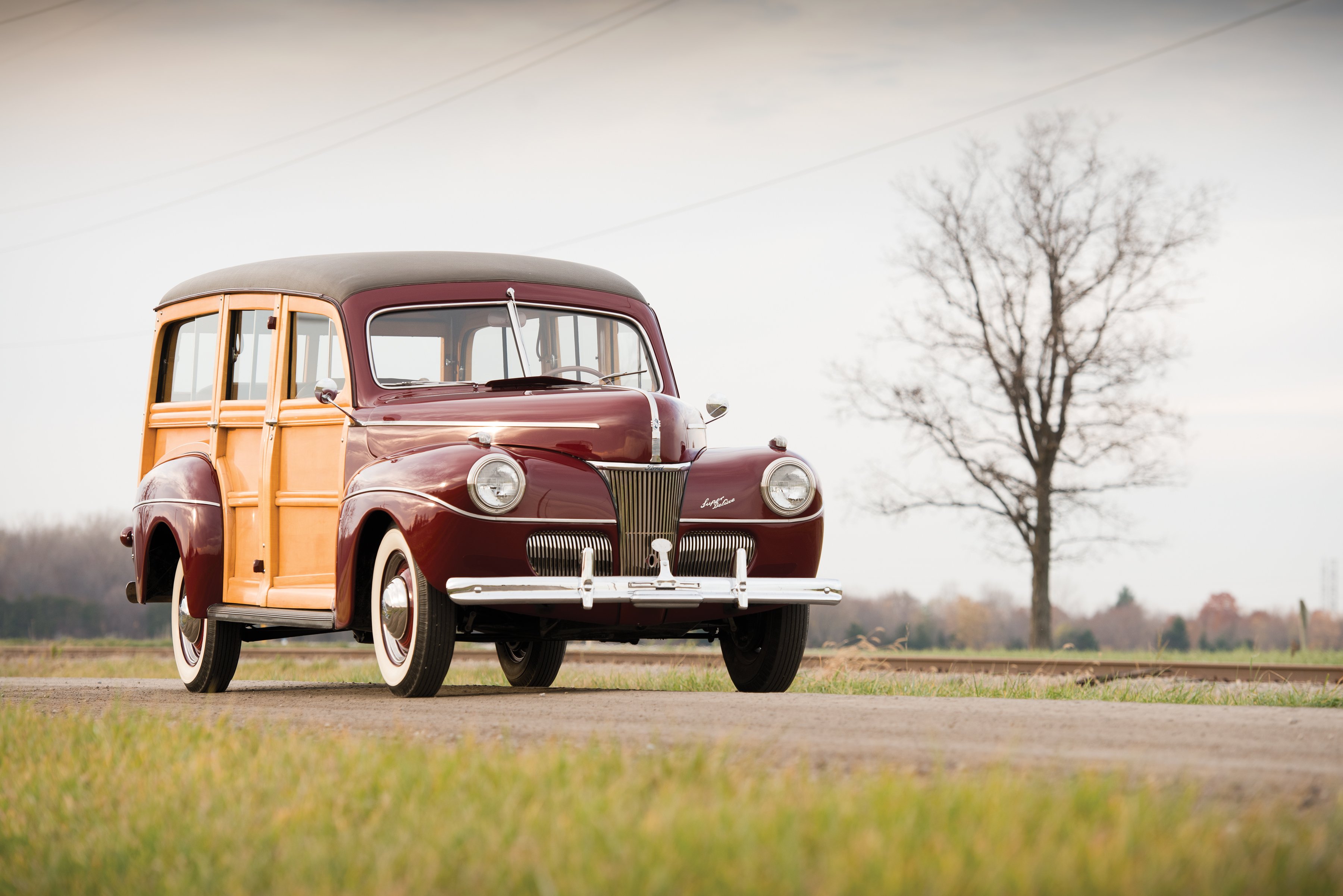1941, Ford, V 8, Super, Deluxe, Stationwagon,  11a 79b , Woody, Retro Wallpaper