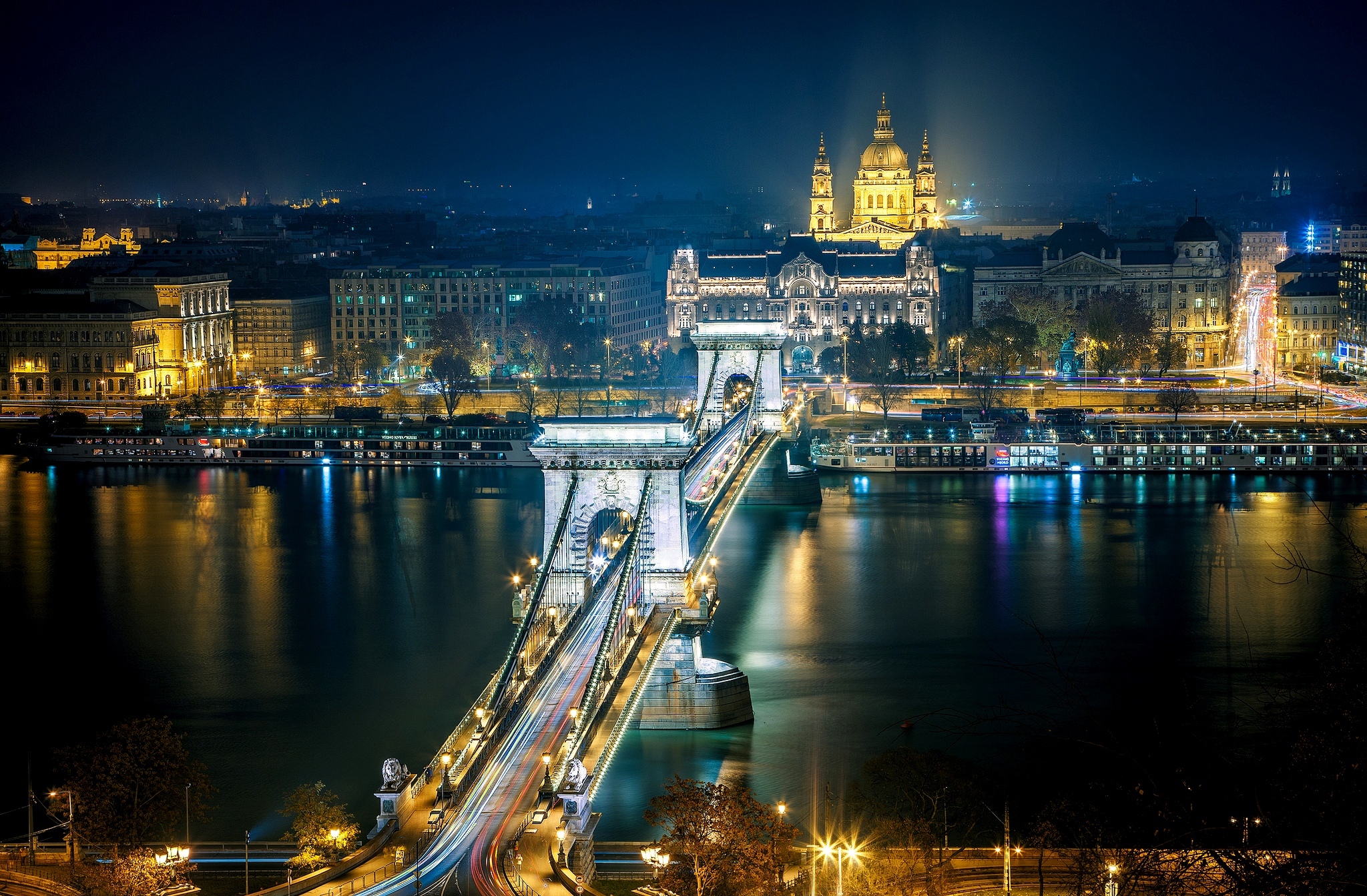 city, Night, Architecture, Houses, Buildings, Light, Roads, Bridges, Rivers, Night, Hdr Wallpaper