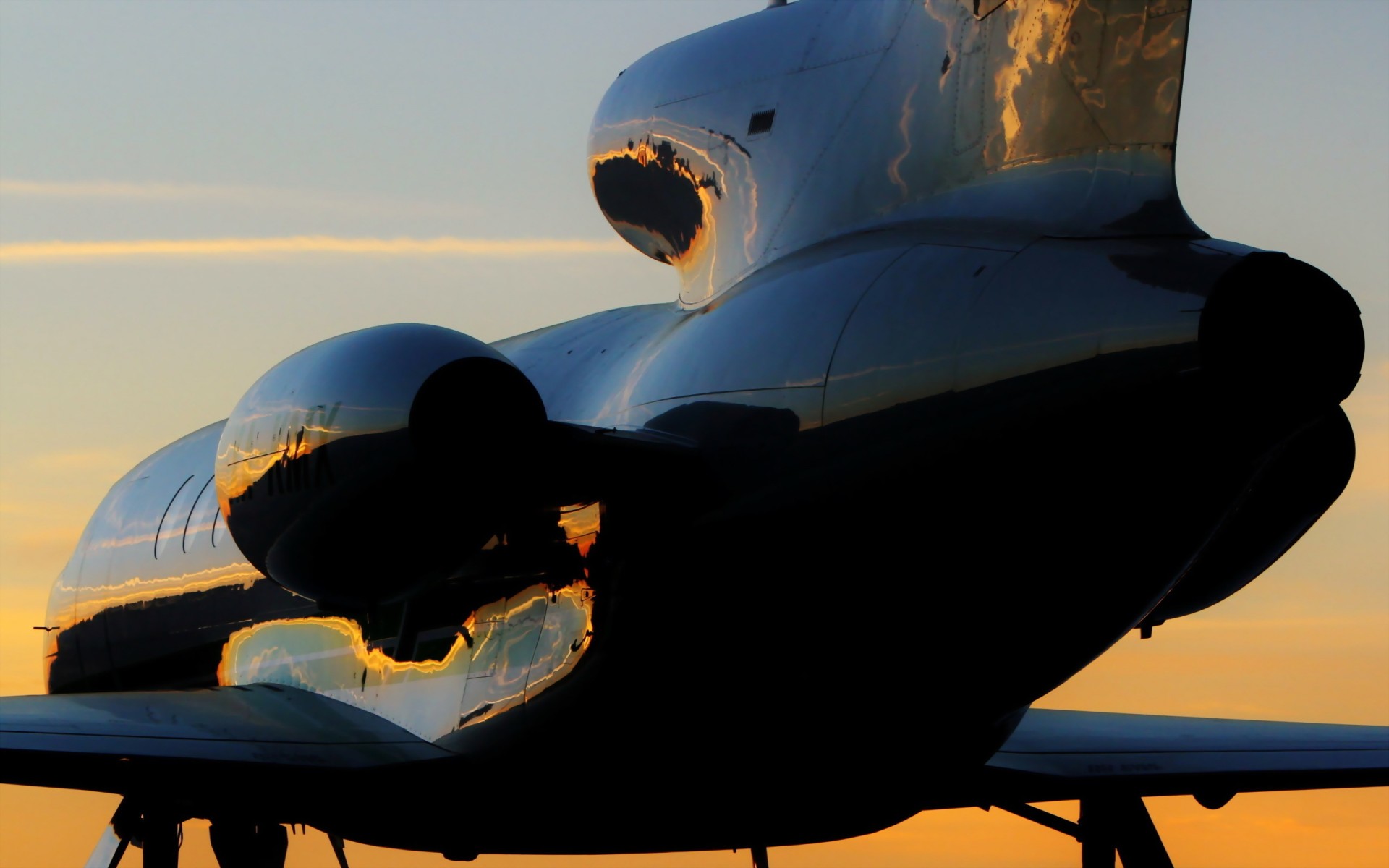 falcon, 50, Aircraft, Aviation, Jets, Airplanes, Sunset, Reflection Wallpaper