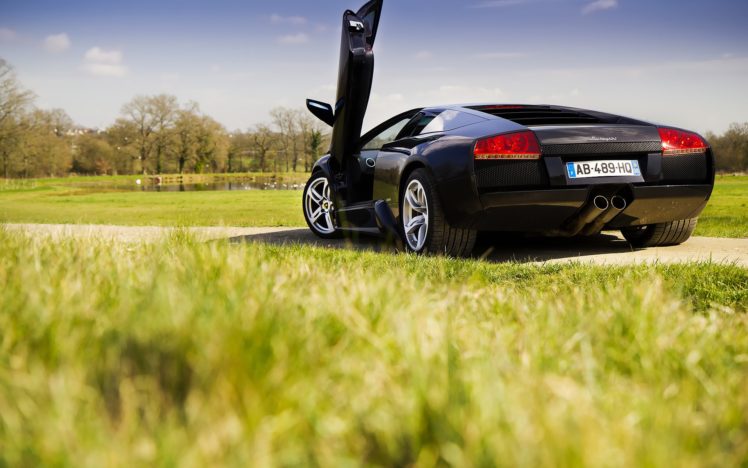 black, Lamborghini, Murcielago, In, Park HD Wallpaper Desktop Background