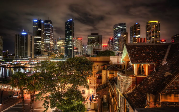 australia, House, Sydney, Night, Lights, Buildings, Skyscrapers, Hdr HD Wallpaper Desktop Background
