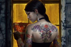 tattoo, Rose, Girl, Book, Fantasy