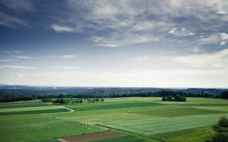 landscapes, Fields, Farm, Sky, Clouds, Trees HD Wallpaper Desktop Background